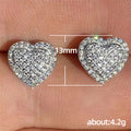 Gold and Silver Tone Pave Clear Heart Stud Earrings view 5