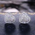 Gold and Silver Tone Pave Clear Heart Stud Earrings view 2