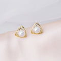 Triangle Pearl Look Stud and Clip-On Dangle Earrings view 1