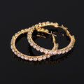 Oversized Clear Rhinestone Hoop Earrings Three Metal Tones view 4
