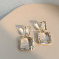 Clear Rectangle Crystal Drop Earrings with Sparkling Stone Details view 4