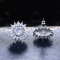 Sunburst Floral Pavé Stone Stud Earrings in Silver Tone view 4
