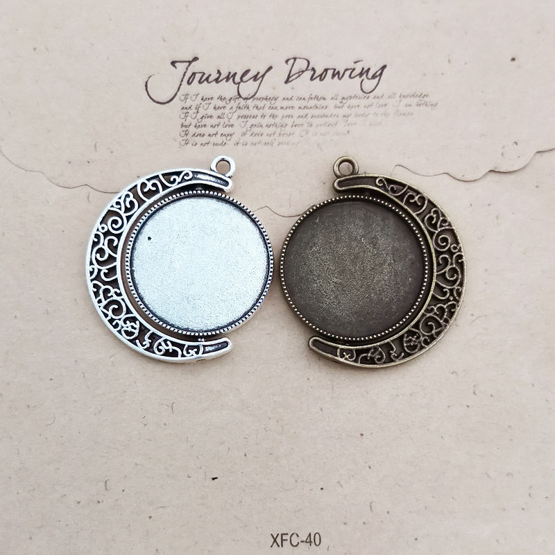 25mm Double-Sided Rotating Moon Bezel Setting Pendant Tray