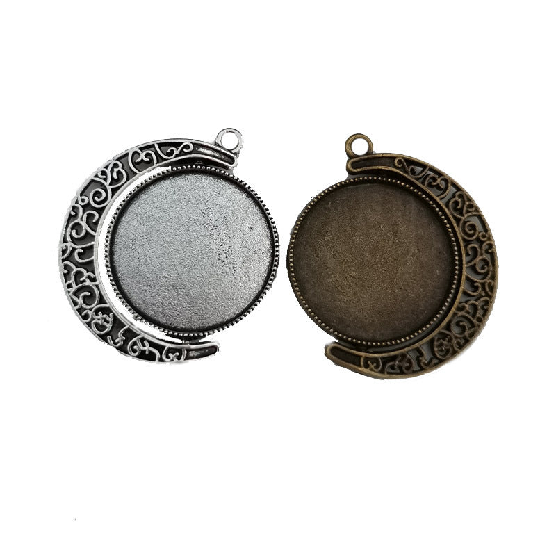 25mm Double-Sided Rotating Moon Bezel Setting Pendant Tray