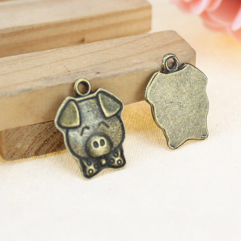 20x15mm Vintage Alloy Pig Charm Pendant for DIY Jewelry