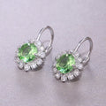Green Floral Cluster Silver Tone Drop Earrings Jewelry Accessory view 3
