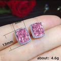 Pink Cushion Stone Halo Stud Earrings Silver Tone Pair view 5