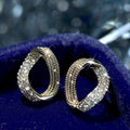 Open Oval Crystal Stud Earrings in Three Metal Tones view 2