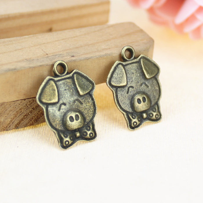 20x15mm Vintage Alloy Pig Charm Pendant for DIY Jewelry