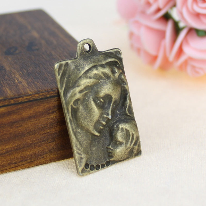 36x21mm Vintage Rectangular Virgin Mary Alloy Charm Pendant
