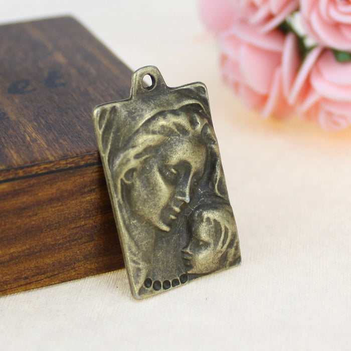 36x21mm Vintage Rectangular Virgin Mary Alloy Charm Pendant