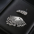 Silver Wing Fringe Statement Stud Earrings Metal Jewelry Design view 2