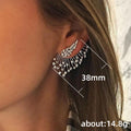 Silver Wing Fringe Statement Stud Earrings Metal Jewelry Design view 4