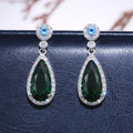 Silver Tone Teardrop Crystal Earrings in Three Colors view 4