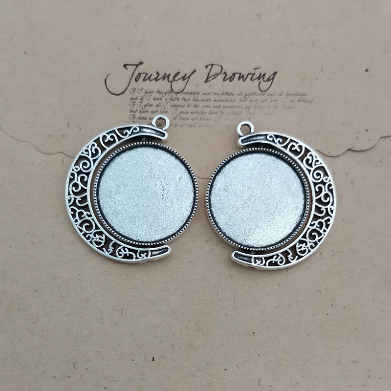 25mm Double-Sided Rotating Moon Bezel Setting Pendant Tray