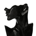 Silver Wing Fringe Statement Stud Earrings Metal Jewelry Design view 3