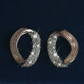 Open Oval Crystal Stud Earrings in Three Metal Tones view 4