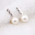 Clear Look Bar and White Pearl Look Ball Stud Earrings view 3