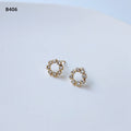 Gold Mini Bow Cross Circle Flower Zircon Stud Earrings view 7