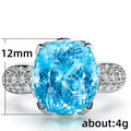 Blue Cushion Stone Pavé Ring in Silver Tone Jewelry Accessory view 5