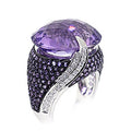 Purple Oval Statement Crystal Cocktail Ring Sizes 6-10 view 2