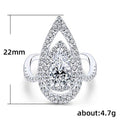 Silver Tone Pear Halo Ring with Clear Faceted Stone view 5