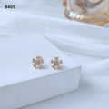 Gold Mini Bow Cross Circle Flower Zircon Stud Earrings view 8