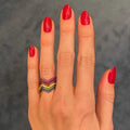 Multicolor Chevron Crystal Band Ring in Gold Tone Jewelry Accessory view 4