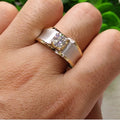 Two-Tone Gold Silver Band Square Clear CZ Ring Metal view 4