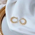 Gold Twisted Rope Mini Hoop Earrings Latch Back Pair view 3