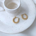 Gold Twisted Rope Mini Hoop Earrings Latch Back Pair view 4