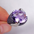 Purple Oval Statement Crystal Cocktail Ring Sizes 6-10 view 3