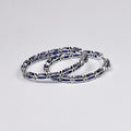 Deep Blue Oval Stone Large Hoop Earrings In Silver Tone view 4