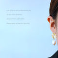 Gold Sunburst Disk Baroque Pearl Drop Earrings Pair view 3