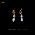 Gold Tone Irregular White Pearl Drop Earrings In Hook And Knot Styles view 7