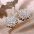 Pearl Cluster Flower Stud Earrings with Lustrous Bead Details view 3