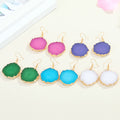 Gold Tone Irregular Round Druzy Hook Earrings in Five Colors view 3