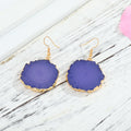 Gold Tone Irregular Round Druzy Hook Earrings in Five Colors view 4