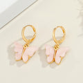 Gold Tone Acrylic Butterfly Huggie Drop Earrings in Six Colors view 3