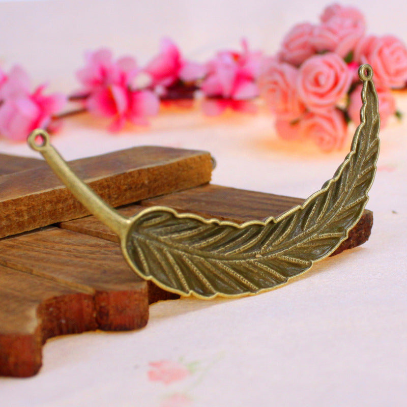 94x18mm Large Feather Alloy Bookmark Pendant with Double Holes