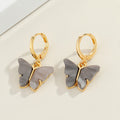 Gold Tone Acrylic Butterfly Huggie Drop Earrings in Six Colors view 7