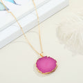 Gold Tone Round Druzy Pendant Necklaces in Five Colors view 5