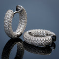 Triple-Row Pave Dome Hoop Earrings In Three Metal Tones view 1