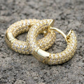 Triple-Row Pave Dome Hoop Earrings In Three Metal Tones view 2