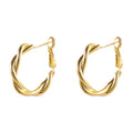 Geometric Metal Hoop Earring Collection with Sculpted Polished Metal Details view 5