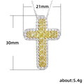 Yellow Square Stone Cross Pendant Necklace In Silver Tone view 5