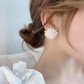 Pearl Cluster Flower Stud Earrings with Lustrous Bead Details view 2
