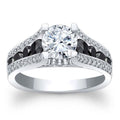 Black And White Geometric Ring With Round Center Stone view 1