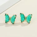 Gold Tone Faceted Butterfly Crystal Stud Earrings in Three Colors view 2