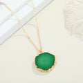 Gold Tone Round Druzy Pendant Necklaces in Five Colors view 2